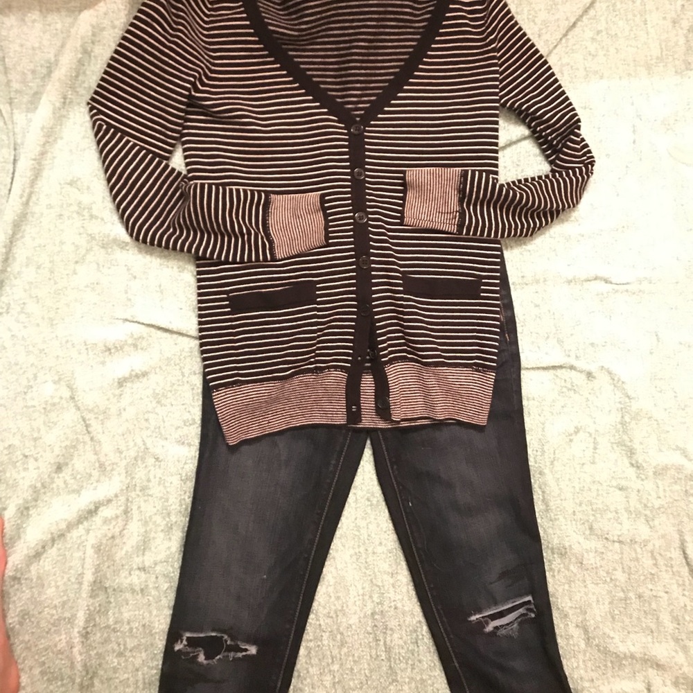 Striped button Cardigan